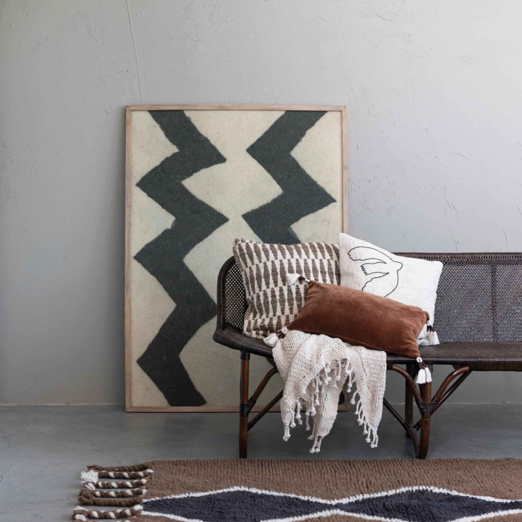 Hello Honey® Cotton and Wool Blend Rug with Pattern and Braided Tassels, 4ft. x 6ft.